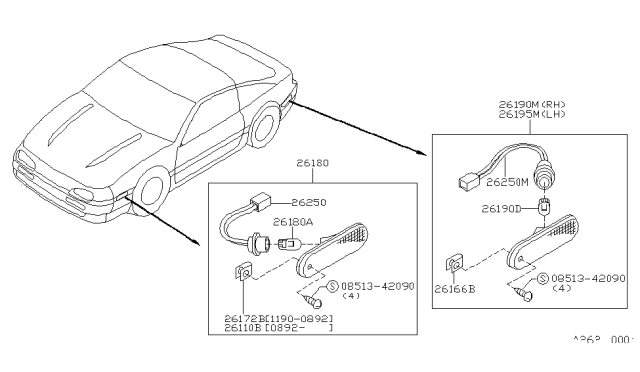 1994 Nissan Sentra Lamp Assembly-Side Marker,R Diagram for 26180-66Y00