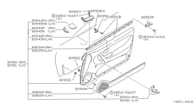 1992 Nissan Sentra Cap-Assist Grip,RH Diagram for 80944-61Y21