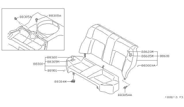 1991 Nissan Sentra Pad Assembly Diagram for 88605-67Y00