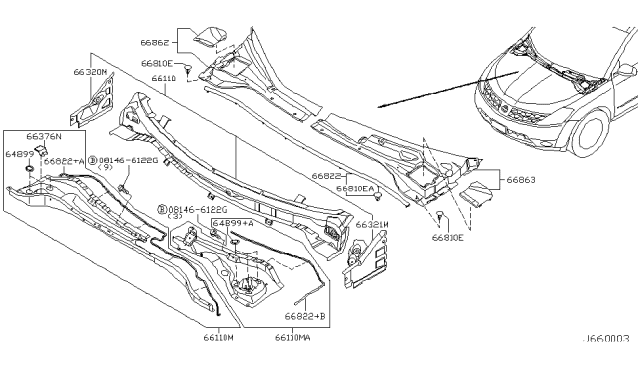 2003 Nissan Murano Cowl Top & Fitting Diagram 2