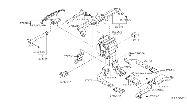 2005 Nissan Murano Duct-Heater Floor,Rear LH Diagram for 27833-CA000