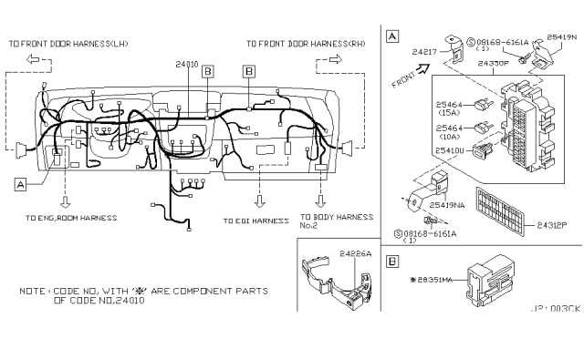 2004 Nissan Murano Harness Assembly-Main Diagram for 24010-CB814