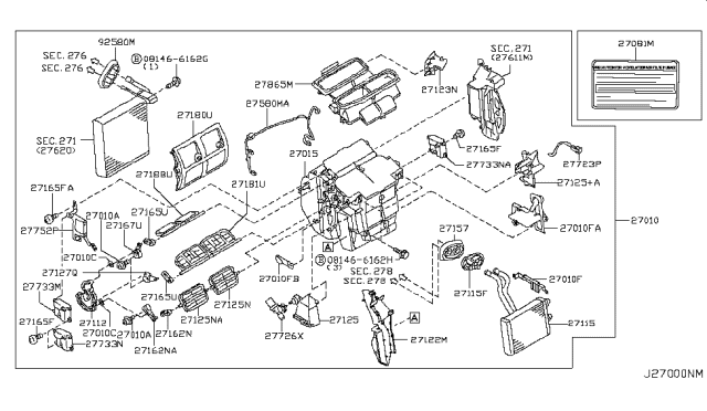 2004 Nissan Murano Case - Center, Front Heater Diagram for 27122-CA000