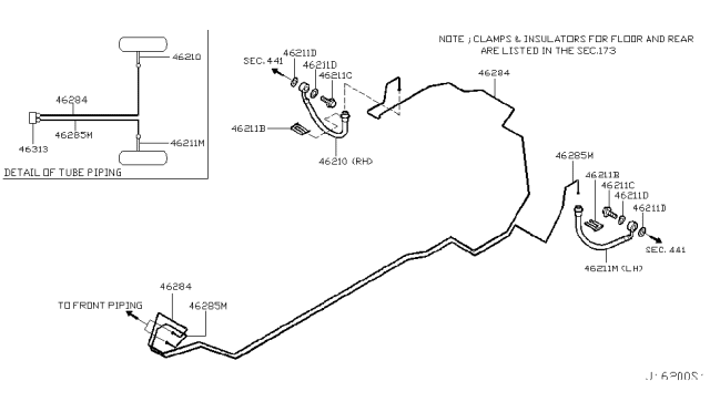 2007 Nissan Murano Tube Assy-Brake,Rear Diagram for 46285-CC23B