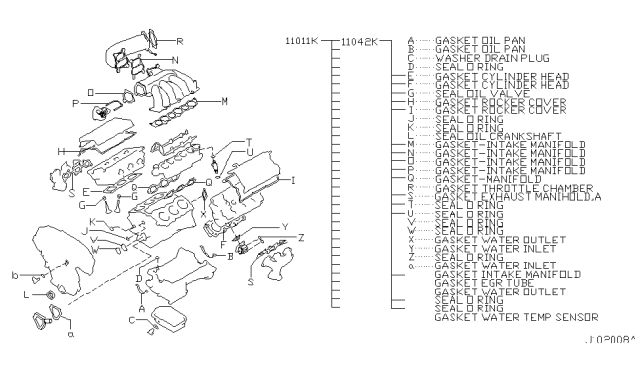 2005 Nissan Murano Gasket Kit-Valve REGRind Diagram for 11042-CA026