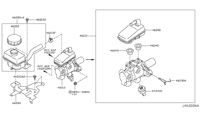 2007 Nissan Murano Sensor Assembly-HYPOID,Pressure Diagram for 47240-CA020