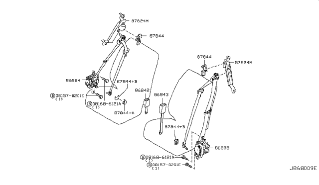 2005 Nissan Murano Front Seat Buckle Belt Assembly, Right Diagram for 86842-CA000