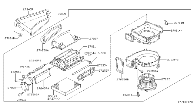 2003 Nissan Murano Heater & Blower Unit Diagram 1