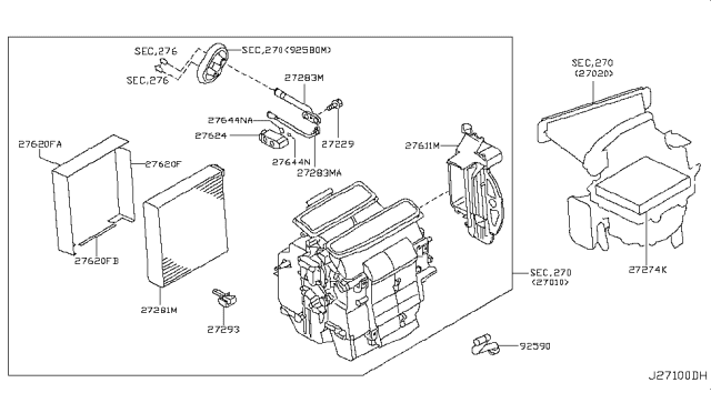 2005 Nissan Murano Case-Cooling Unit Diagram for 27284-CA000
