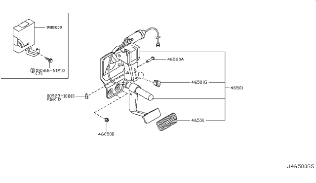 2007 Nissan Murano Brake & Clutch Pedal Diagram 2