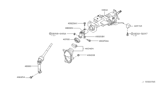 2006 Nissan Murano Joint Assembly-Steering,Lower Diagram for 48080-CA000