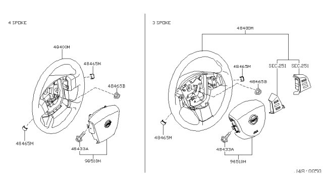 2004 Nissan Murano Air Bag Driver Side Module Assembly Diagram for K851M-CA000