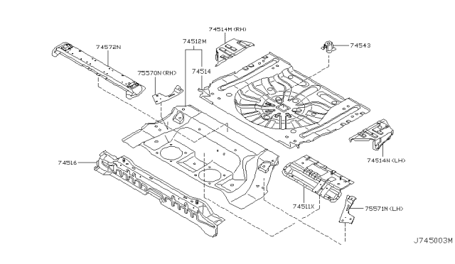 2007 Nissan Murano Extension-Rear Floor,Front Diagram for 74515-CC00A