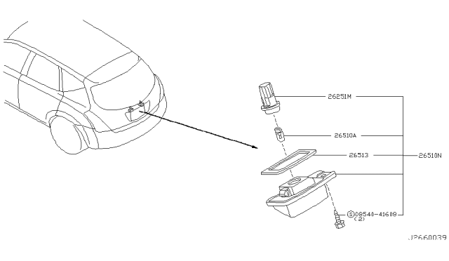 2005 Nissan Murano Lamp Assembly-Licence Diagram for 26510-AR000