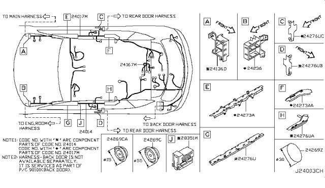 2005 Nissan Murano Harness Sub Diagram for 24167-CA100