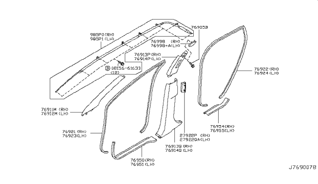 2005 Nissan Murano Cap-Pillar Diagram for 76988-CA000