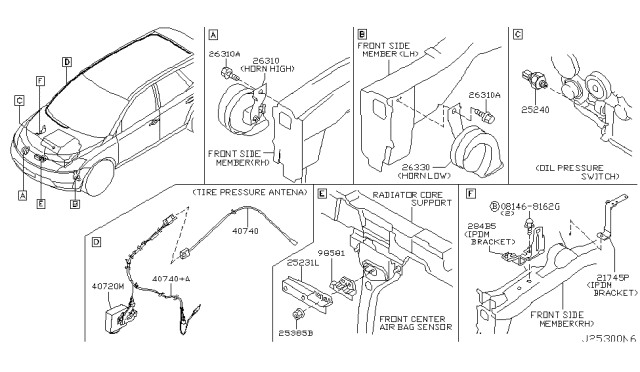 2003 Nissan Murano Sensor-Air Bag,Front Center Diagram for 98581-AM610