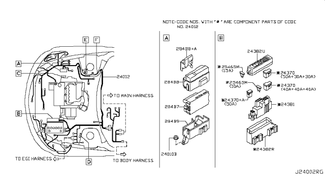 2004 Nissan Murano Harness Assy-Engine Room Diagram for 24012-CB604
