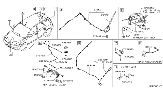 2005 Nissan Murano Antenna Assembly Diagram for 28208-CA000