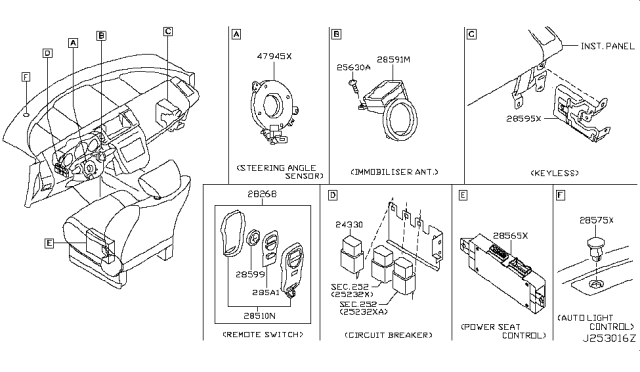 2007 Nissan Murano Switch Assembly-Remote Diagram for 28268-C990A