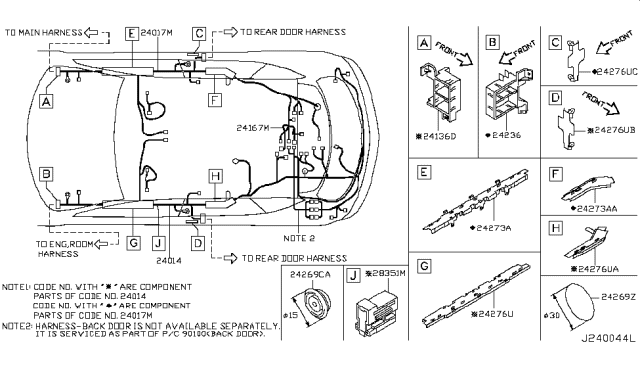 2007 Nissan Murano Harness-Body NO2 Diagram for 24017-CC50B