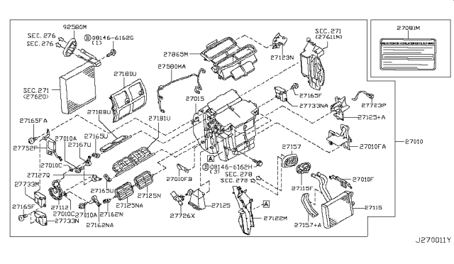 2005 Nissan Murano Case-Center,Front Heater Diagram for 27122-9Y000