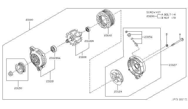 2003 Nissan Murano Rectifier Assy Diagram for 23124-5Y700