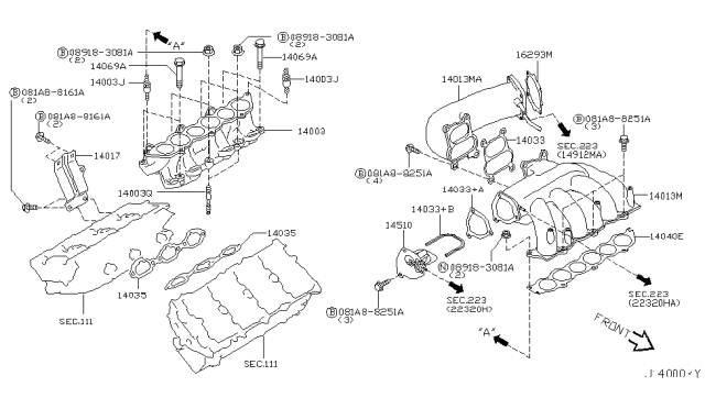 2007 Nissan Murano Collector - Intake Manifold Diagram for 14010-8J10A