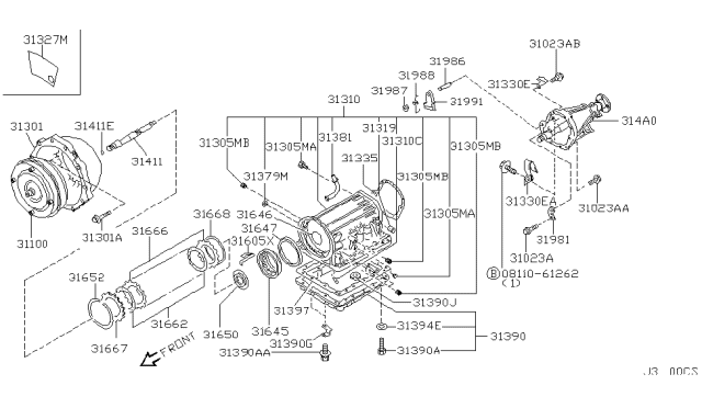 2002 Nissan Pathfinder Torque Converter,Housing & Case Diagram 2
