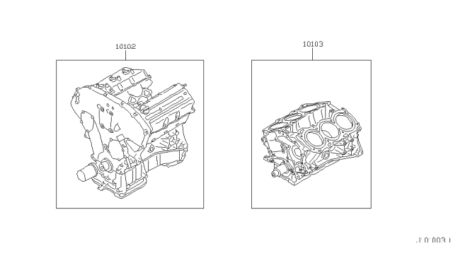 2003 Nissan Pathfinder Engine Assy-Bare Diagram for 10102-5W9M0