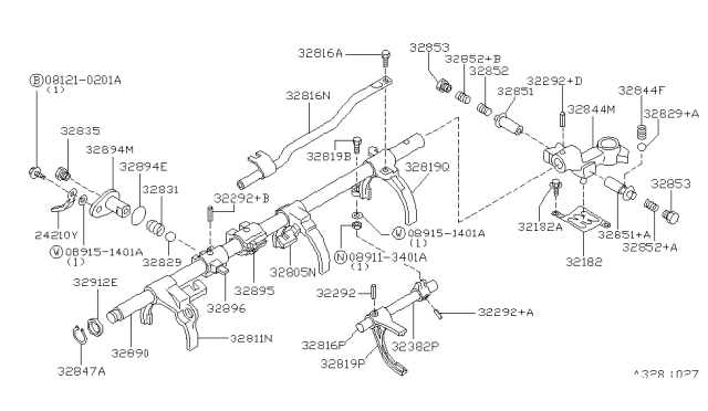 2000 Nissan Pathfinder Fork Shift Overdrive Diagram for 32819-01G71