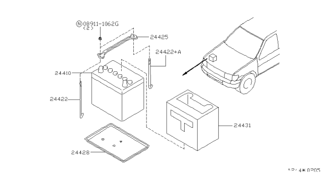 2003 Nissan Pathfinder Cover-Battery Diagram for 24431-4W300