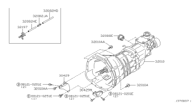 2000 Nissan Pathfinder Manual Transmission, Transaxle & Fitting Diagram 3