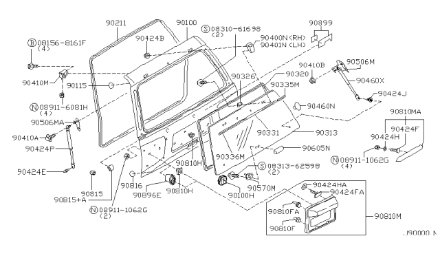 2002 Nissan Pathfinder Cover-Back Door Stay Diagram for 90454-AD010