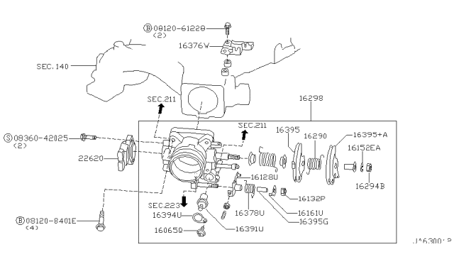 1997 Nissan Pathfinder Throttle Position Switch Diagram for 22620-4P202