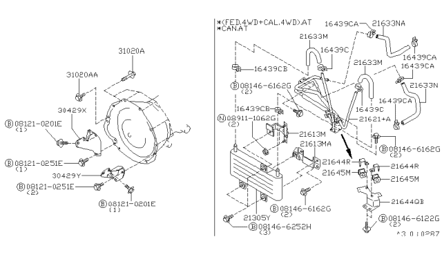 1998 Nissan Pathfinder Auto Transmission,Transaxle & Fitting Diagram 2