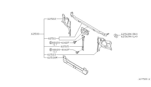 2004 Nissan Pathfinder Front Apron & Radiator Core Support Diagram