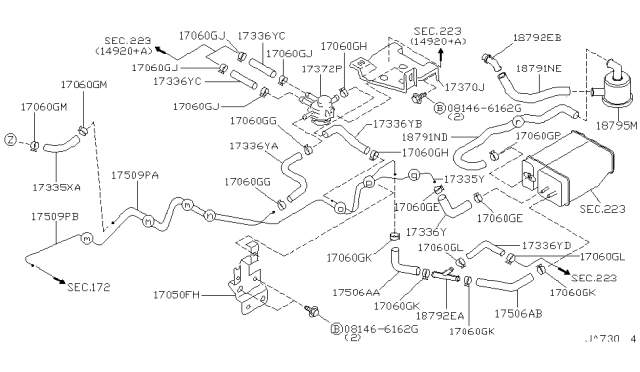 1997 Nissan Pathfinder Tube-EVAPOLATION Diagram for 17509-1W210