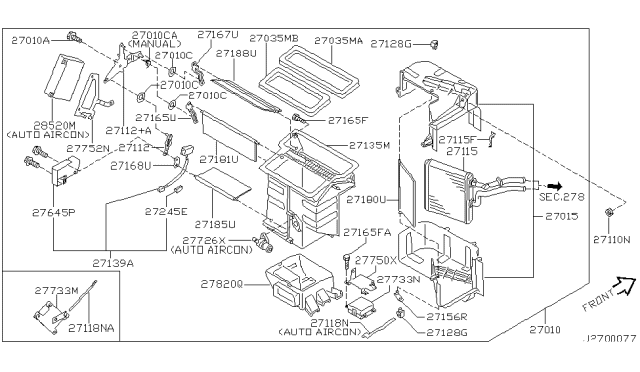 2000 Nissan Pathfinder Heater & Blower Unit Diagram 2