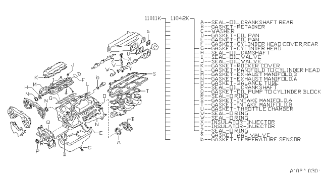 2002 Nissan Pathfinder Gasket Kit - Engine Repair Diagram for A0AMA-2Y985