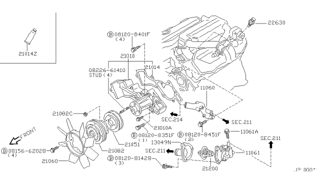 2001 Nissan Pathfinder Water Pump, Cooling Fan & Thermostat Diagram 2