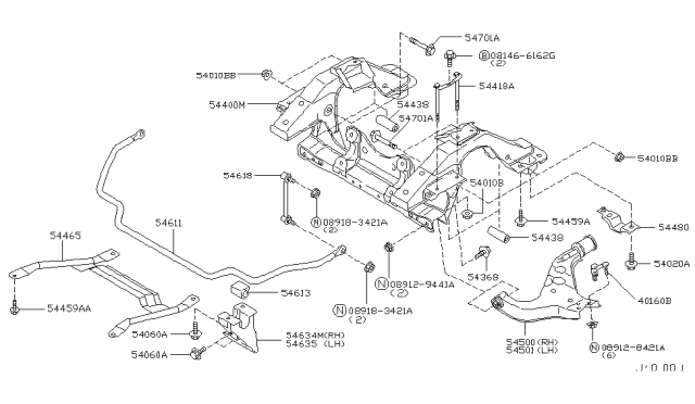 2003 Nissan Pathfinder Bracket Assembly-Tension Rod Diagram for 54480-0W006