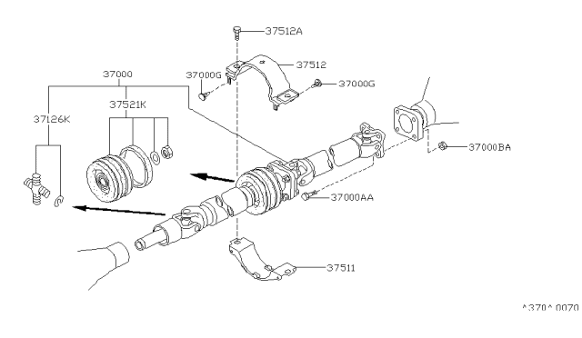 1999 Nissan Pathfinder Shaft Assembly PROPELLER Diagram for 37000-1W221