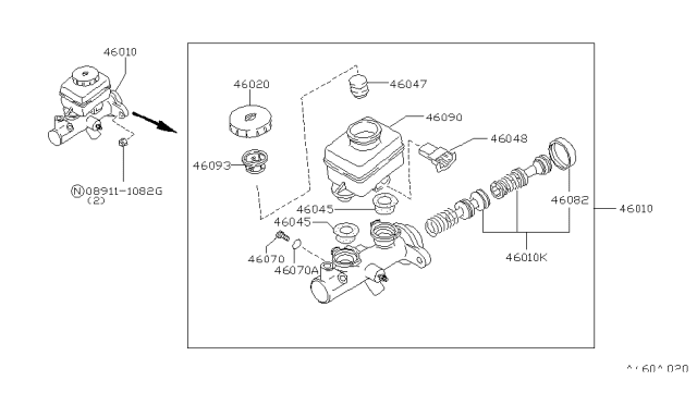 2002 Nissan Pathfinder Cylinder Assy-Brake Master Diagram for 46010-3W420