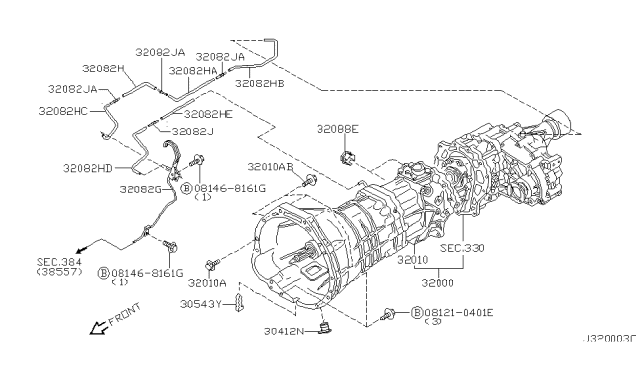 2001 Nissan Pathfinder Manual Transmission Assembly Diagram for 32010-4W000