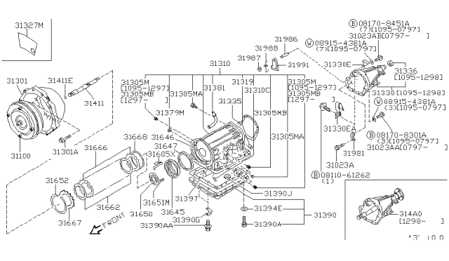 1998 Nissan Pathfinder Torque Converter,Housing & Case Diagram 1