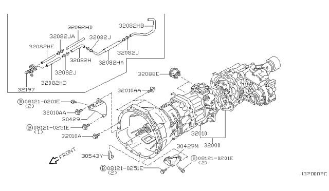 2001 Nissan Pathfinder Manual Transmission, Transaxle & Fitting Diagram 1