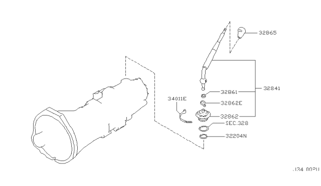 2004 Nissan Pathfinder Lever Assembly - Control Diagram for 32839-2W003