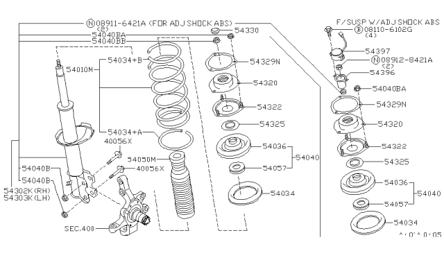 1999 Nissan Pathfinder Spring-Front Diagram for 54010-2W100