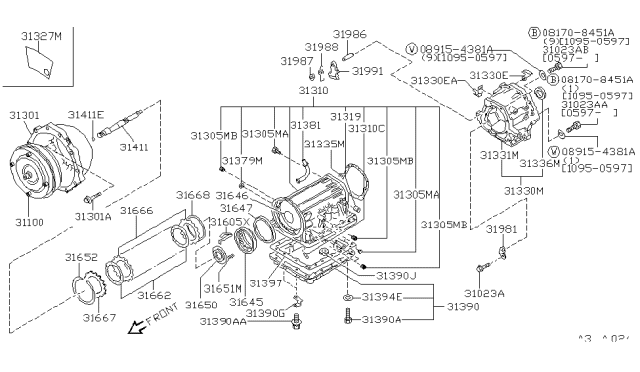 1997 Nissan Pathfinder Case-Adapter Diagram for 31331-41X01